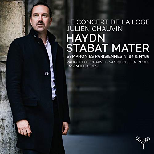 CD cover featuring a man in a black coat and text: Haydn Stabat Mater.