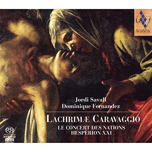 CD cover: Detail from Caravaggio painting, text “Lachrimae Caravaggio.”