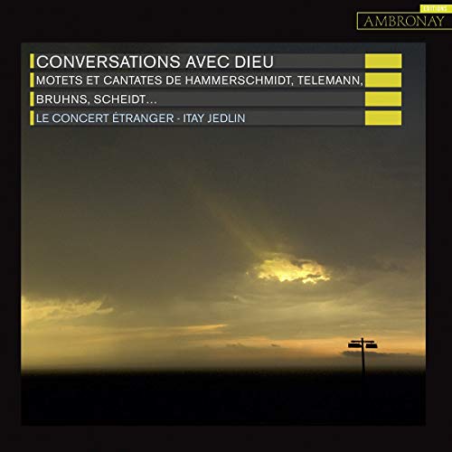 CD cover for “Conversations avec Dieu” featuring a sunset landscape.
