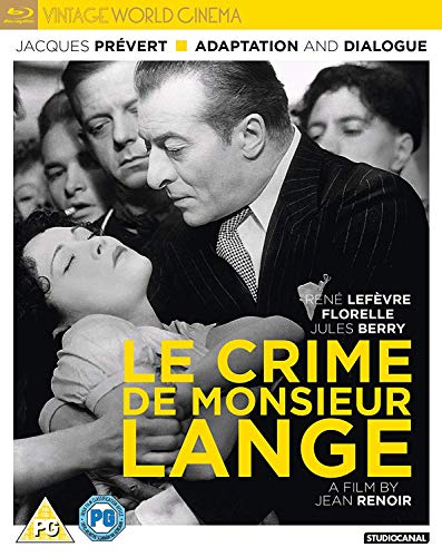 Blu-ray cover for "Le Crime De Monsieur Lange," a black and white film.