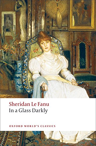 Book cover: painting of a woman in a chair, title "In a Glass Darkly".