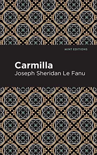 Book cover for "Carmilla" by Le Fanu with ornate gold and black pattern.