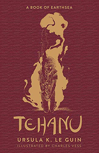 Book cover: "Tehanu" by Ursula K. Le Guin, with illustrated figure.