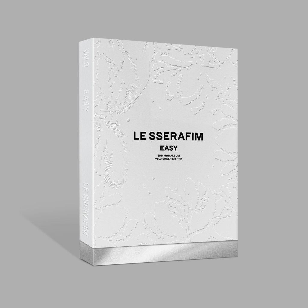 LE SSERAFIM "EASY" CD album cover with a central question mark.