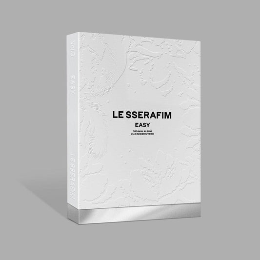 LE SSERAFIM "EASY" CD album cover with a central question mark.