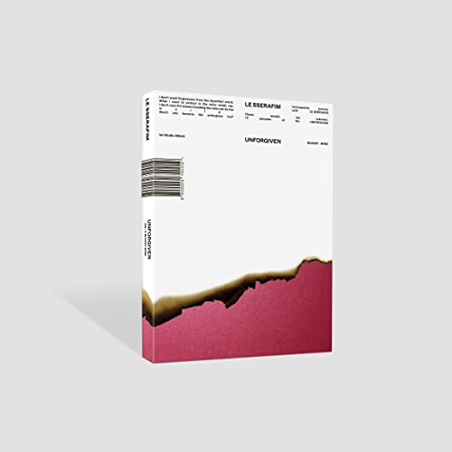 LE SSERAFIM “UNFORGIVEN” CD case with red, torn-paper design.
