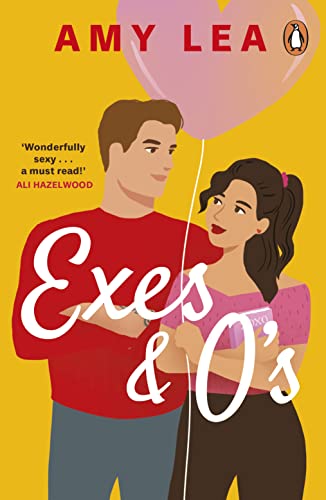 Book cover depicting a couple with a heart-shaped balloon, titled "Exes & O's".