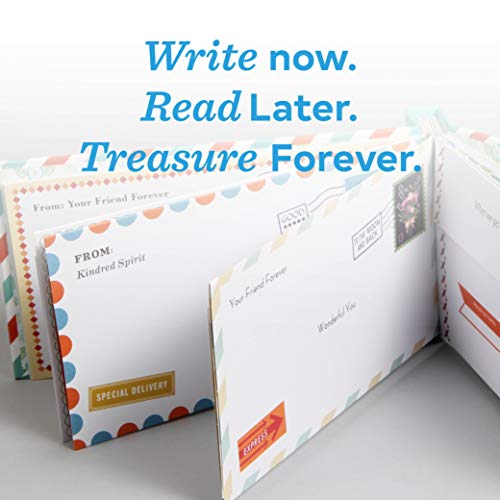 Open book with envelope-shaped pages for writing letters to a friend.