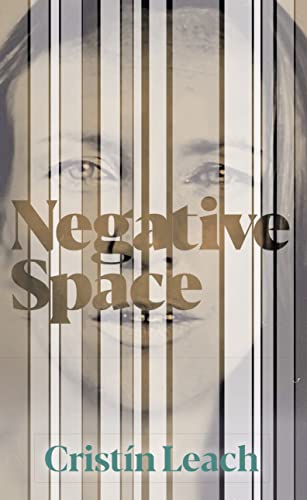 Book cover with a woman’s face partially obscured by vertical lines and text.