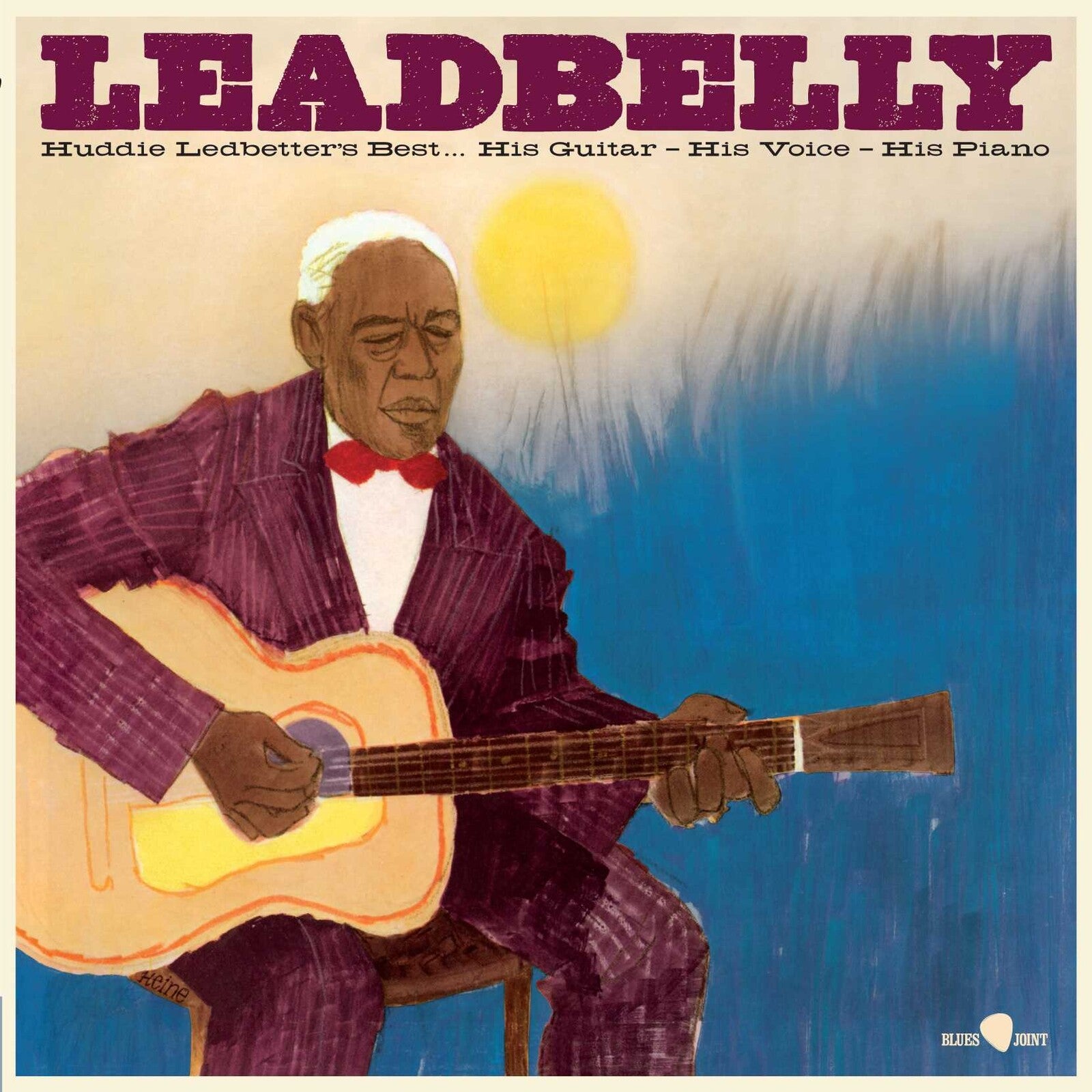 Leadbelly portrait album cover: a man playing an acoustic guitar.