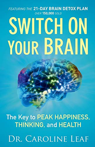 Book cover titled Switch On Your Brain featuring a glowing blue digital brain illustration.