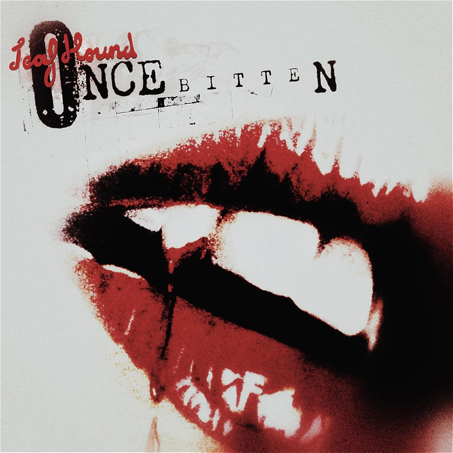 Album cover: red lips with visible teeth, text “Leaf Hound - Once Bitten”.