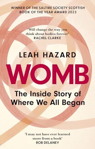 Book cover for "Womb" with swirling pink lines and bold red text.