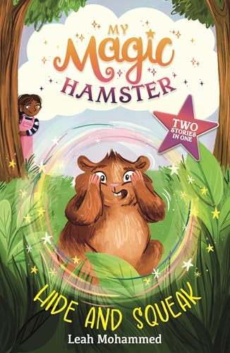 Book cover featuring a brown hamster, a girl, and sparkling green foliage.