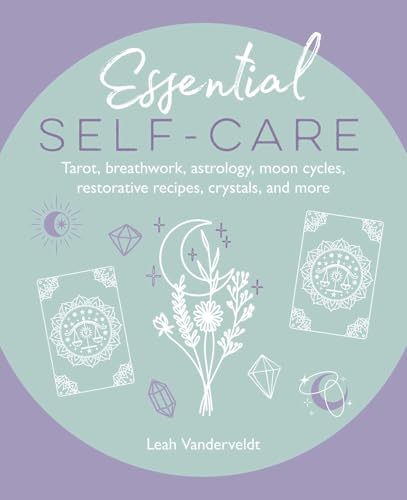 Book cover with floral illustration, tarot cards, and celestial symbols.