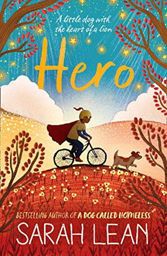 Book cover: child on bicycle with dog, illustrated, titled "Hero".
