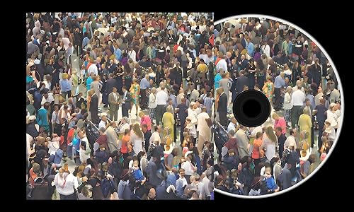 CD cover with a dense, grayscale image of a large crowd of people.