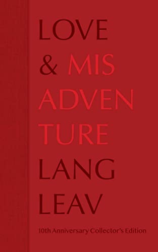 Red book cover with white text: “Love & Misadventure” by Lang Leav.