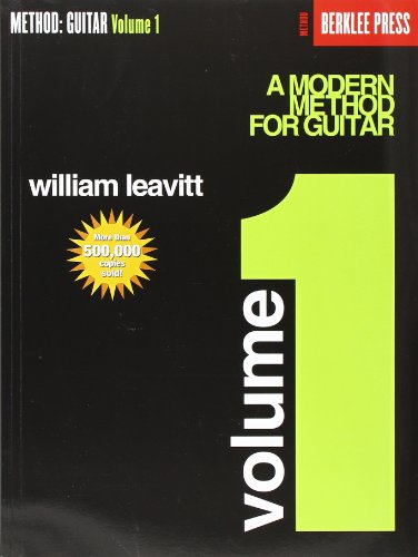 Black guitar method book cover with large green number one and gold star.