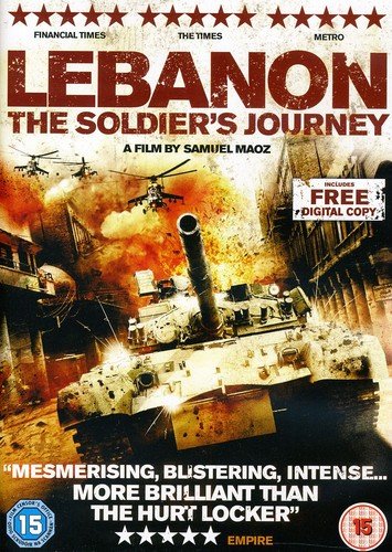 DVD cover for "Lebanon" depicting war scenes, tanks, and helicopters.