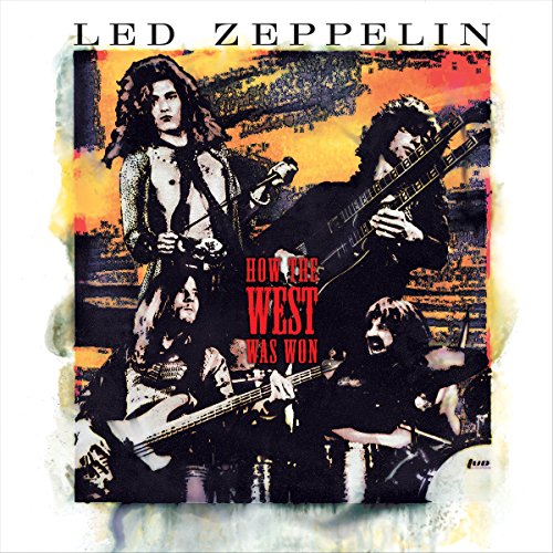 "Led Zeppelin CD box set with three discs and booklet on a white background."