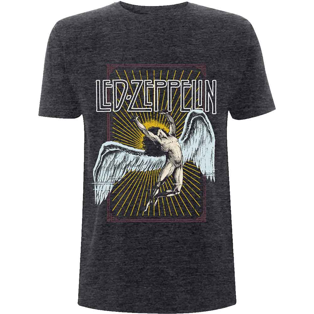 Dark grey Led Zeppelin t-shirt with Icarus illustration.