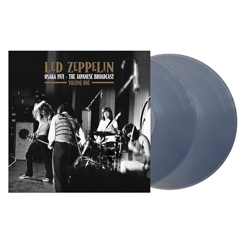 Led Zeppelin Osaka 1971 vinyl record with band image and clear discs.