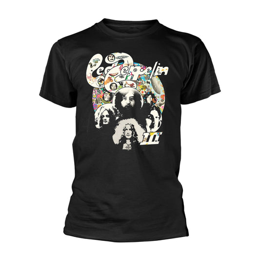 Black t-shirt with Led Zeppelin’s “III” album cover graphic.