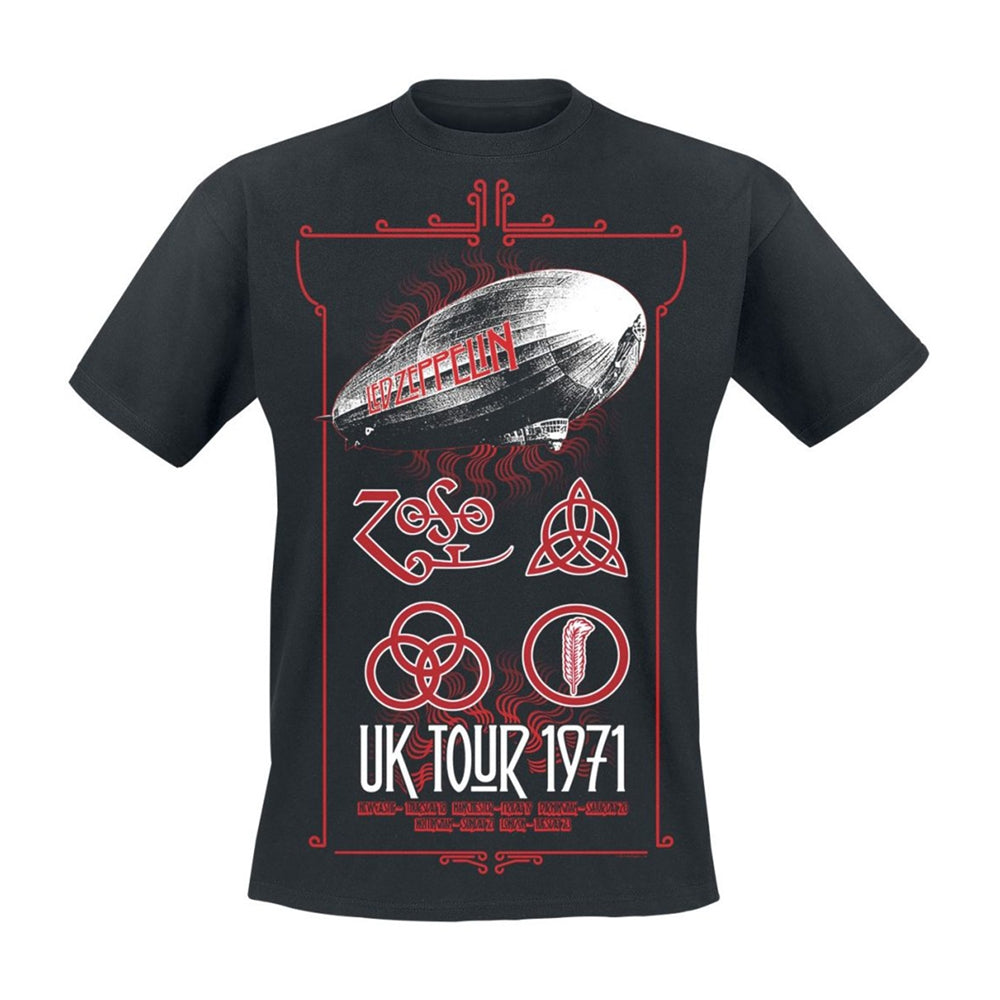 Black Led Zeppelin tour t-shirt with band logo and 1971 text.