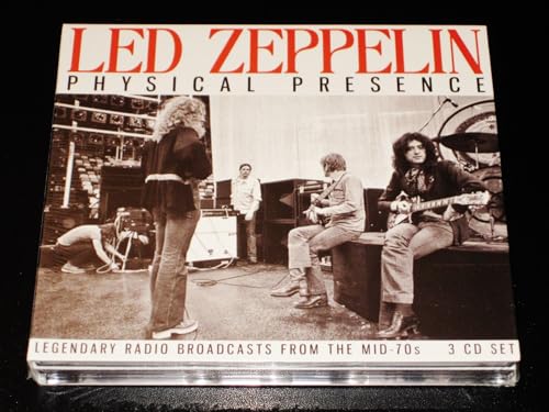 Led Zeppelin "Physical Presence" CD case with band photo in sepia tone.