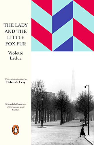 Book cover with geometric pattern above a black and white image of Paris street.