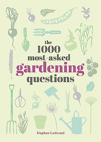 Book cover with title and illustrations of garden tools and vegetables on pale green.