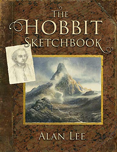 “The Hobbit Sketchbook” cover with a mountain landscape and portrait.