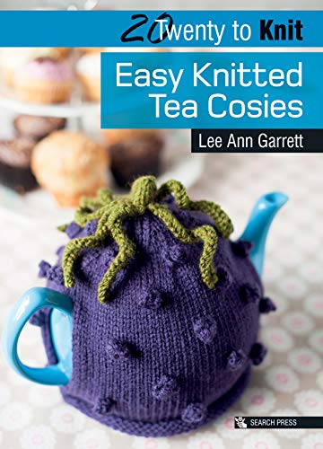 Small knitted tea cosies in various colors and patterns on a plain background.