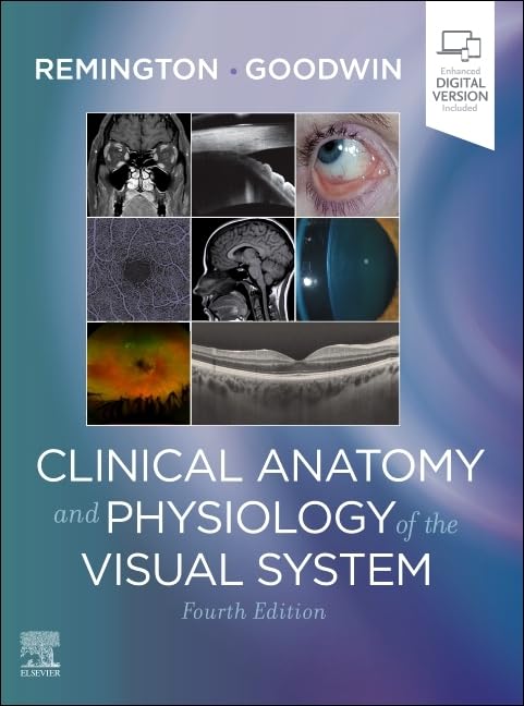 Textbook cover featuring eye anatomy images and title: “Clinical Anatomy and Physiology.”