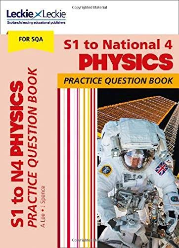 Physics practice question book cover with astronaut and striped design.