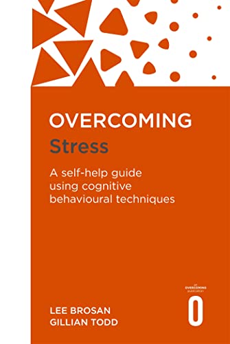 Book cover: "Overcoming Stress" with orange and white geometric design.