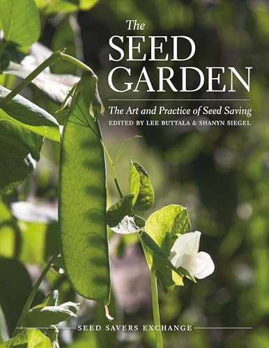 Book cover: "The Seed Garden," featuring a green pea pod and white flowers.