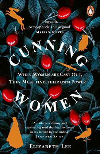 Book cover: "Cunning Women" with red berries, a bird, and a dagger.