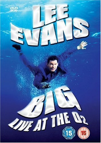 DVD cover featuring Lee Evans underwater in a suit, with text "Lee Evans Big Live At The O2".