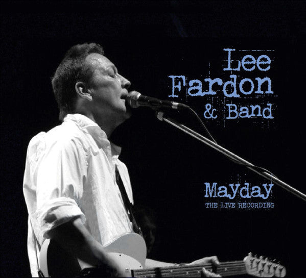 Black and white album cover featuring singer Lee Fardon with a guitar.