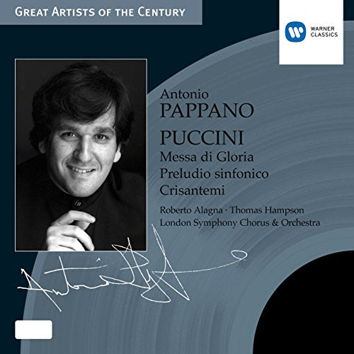 Album cover featuring Antonio Pappano, Puccini's Messa di Gloria, and Warner Classics logo.