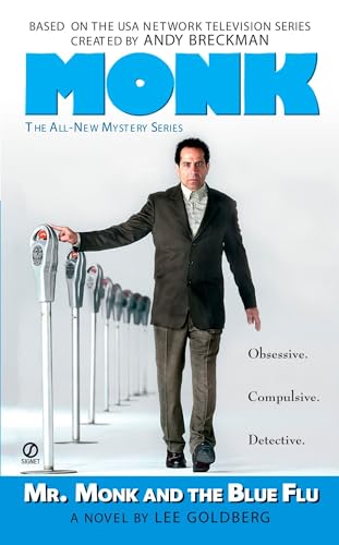 Book cover featuring detective Adrian Monk standing near parking meters.