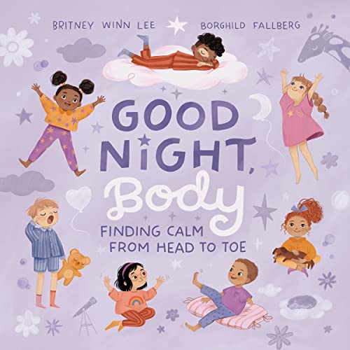 Children’s book cover depicting kids relaxing before bedtime, with title “Good Night, Body.”