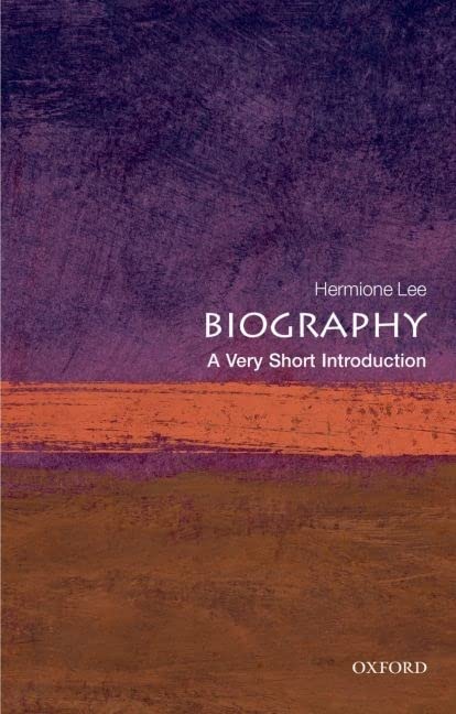 Book cover: "Biography" by Hermione Lee, purple and orange abstract design.