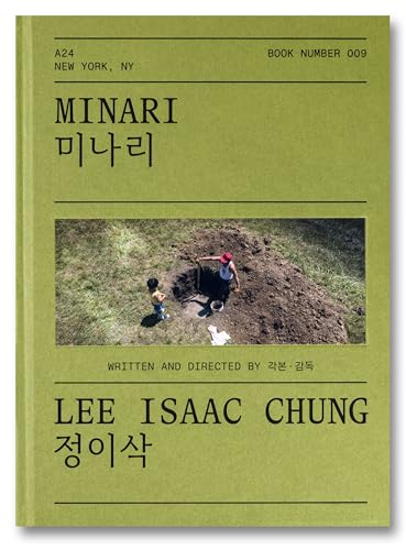 Green "Minari" screenplay cover with image of a person gardening.