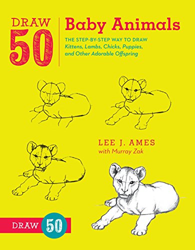 Book cover with sketches of baby animals and drawing instructions.