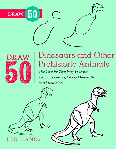 Book cover with sketches of dinosaurs and prehistoric animals.