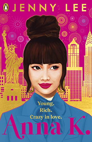 Book cover: Portrait of a woman with Statue of Liberty and cityscape.