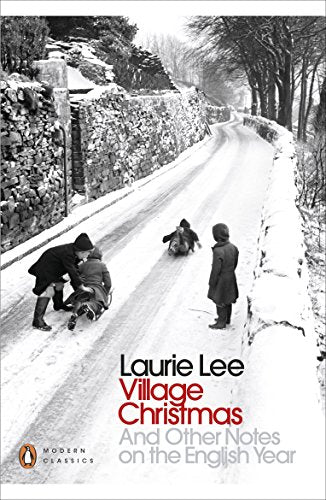 Book cover with black-and-white winter scene, three children on snowy road, and red title text.
